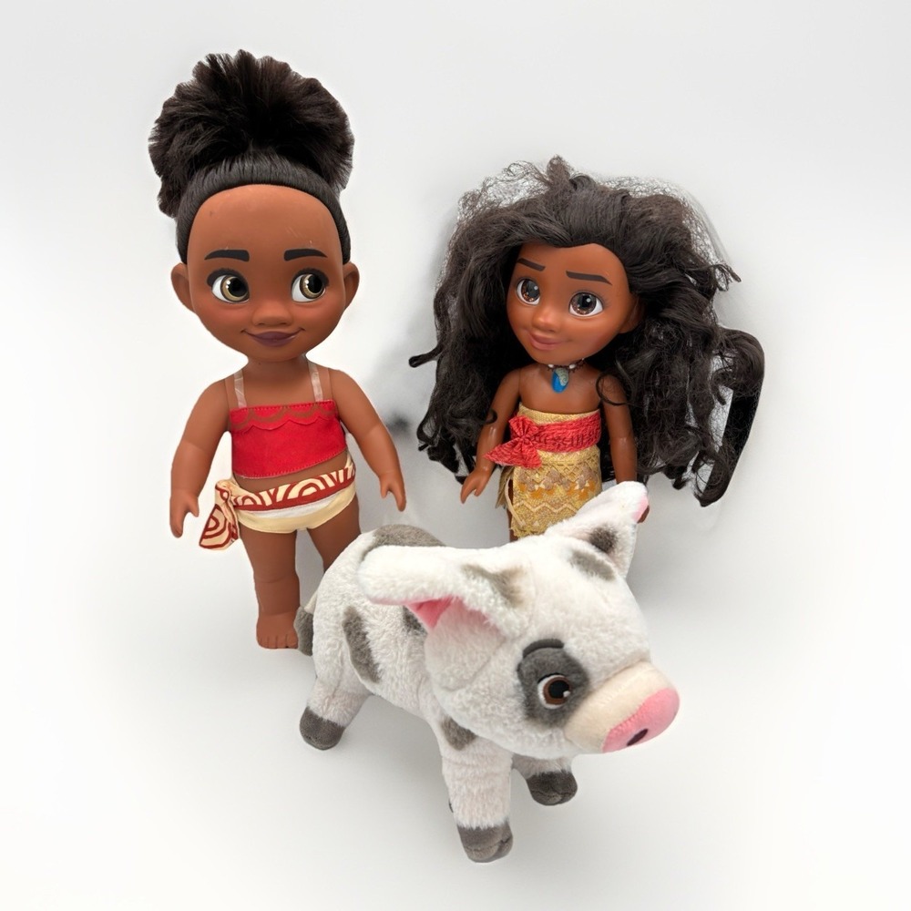 Disney Animators' Collection Toddler Moana 15" Doll + Adult Moana + Pua LOT (3) - Picture 1 of 7